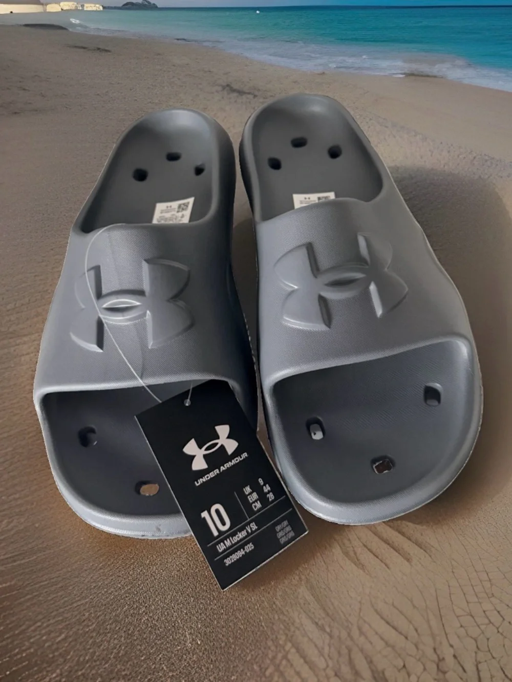 Under Armour Men's Size 10 Locker V Slide Sandals. Castlerock Grey. NWT